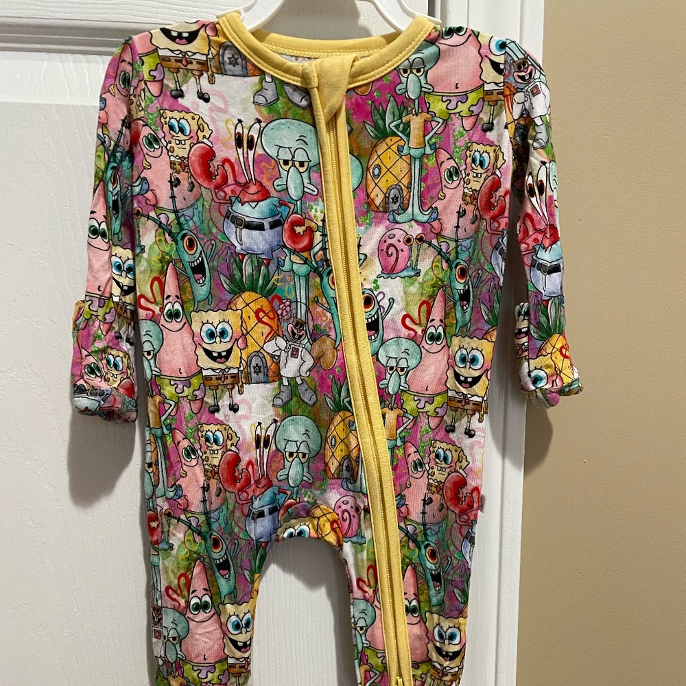 Newborn. SpongeBob Little Snuggles Bamboo Pajamas.